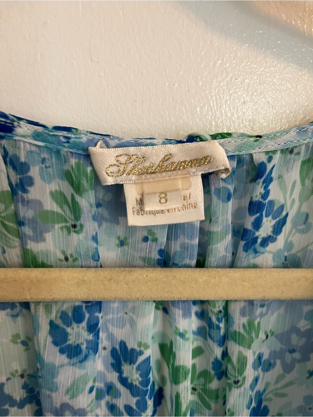 Shoshanna Edelie Dress Blue Green Floral V-Neck Ruffle Mini Dress size 8 - Picture 4 of 7